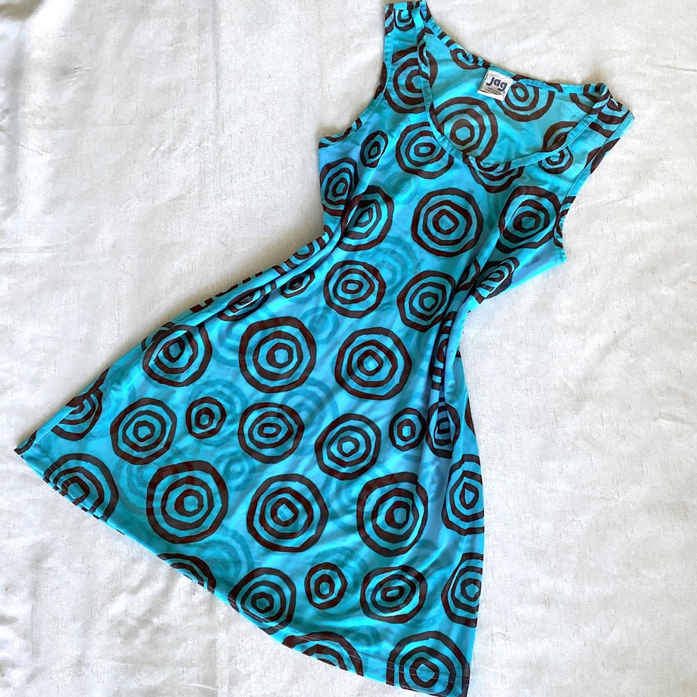 Vintage sheer mesh swim coverup swirl mini dress